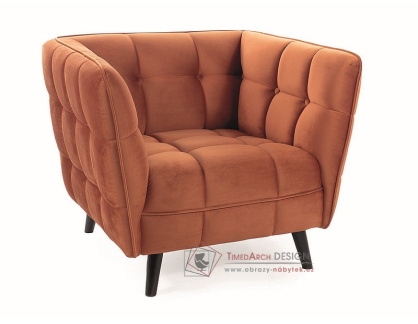 KASI VELVET 1, čalouněné křeslo, wenge / látka Bluevel 4215 skořicově hnědá
