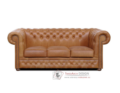 CHESTERFIELD LORD, pohovka 3-křeslo, kůže koňak
