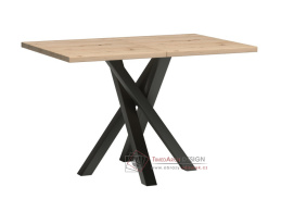 BARBUS, jídelní rozkládací stůl 120-160x80cm, černá / dub artisan