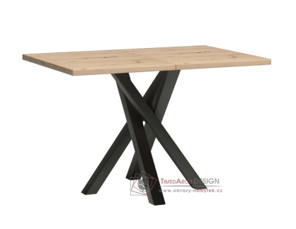 BARBUS, jídelní rozkládací stůl 120-160x80cm, černá / dub artisan