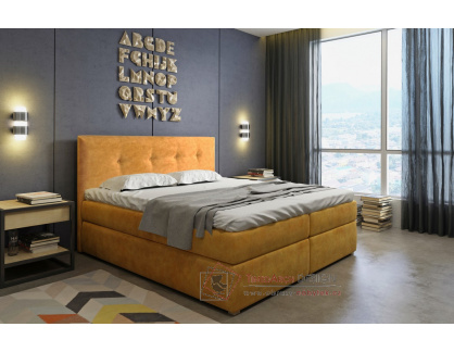 SIVARA, čalouněná postel 160x200cm, látka TERRA 48 hořčicově žlutá