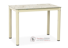 DAMAR 100x60, jídelní stůl, krémová / krémové sklo