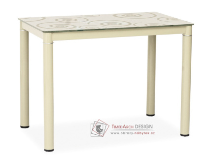 DAMAR 100x60, jídelní stůl, krémová / krémové sklo