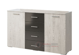 AGADIR, komoda 2-dveřová se 4-mi zásuvkami, antracit / light artwood