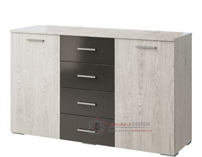 AGADIR, komoda 2-dveřová se 4-mi zásuvkami, antracit / light artwood