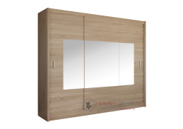 MADRYT, šatní skříň s posuvnými dveřmi 250cm, dub sonoma / zrcadla