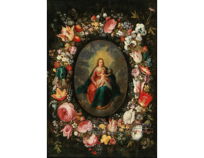 A-2869 Jan Brueghel - Květinový věnec kolem kartuše s Madonou a Ježíškem