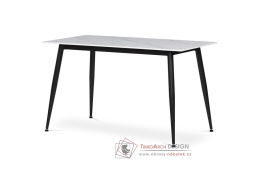HT-403M WT, jídelní stůl 130x70cm, černá / keramika mramorový dekor