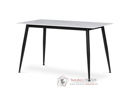 HT-403M WT, jídelní stůl 130x70cm, černá / keramika mramorový dekor
