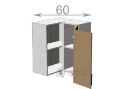 horní rohová skříňka š.60, v.72, Kaiser BK606072, bílá/bílý mat