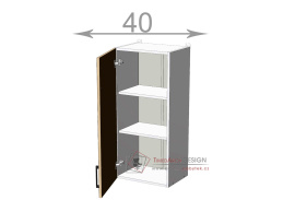 horní vysoká skříňka š.40, v.92, Kaiser W4092, bílá/bordó lesk