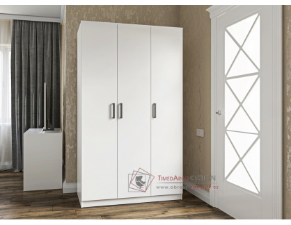 SIMPLE, šatní skříň 3-dveřová 120cm, bílá