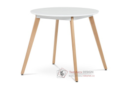 DT-316 WT, jídelní stůl pr. 80cm, přírodní / bílý lak