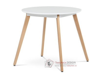 DT-316 WT, jídelní stůl pr. 80cm, přírodní / bílý lak