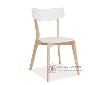 TIBI, jídelní židle, bělený dub / bílá