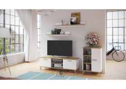 ROKY 01, obývací sestava nábytku, bílá / dub artisan