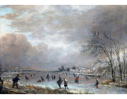 SO XVI-46 Aert van der Neer - Zimní krajina s bruslaři na řece Frozen