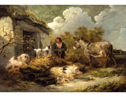 KO I-287 George Morland - Čeledín s oslem, prasetem a ovčácký pes