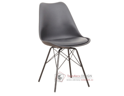 TAMORA, jídelní židle, chrom / plast + ekokůže černá