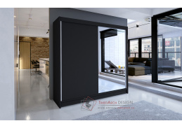 TAISA I, šatní skříň s posuvnými dveřmi 180cm, černá / zrcadlo