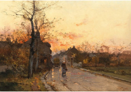 A-5345 Eugene Galien-Laloue - Venkovská ulice za soumraku