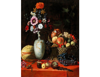D-9831 Francesco Ranucci - Květiny ve váze a ovoce v košíku na stole