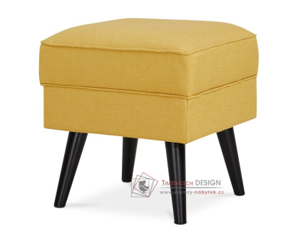 AK-A1316 YEL2, čalouněný taburet, černá / látka žlutá