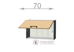 horní vysoká výklopná skříňka š.70, v.46, Kaiser W7046, bílá/černý lesk