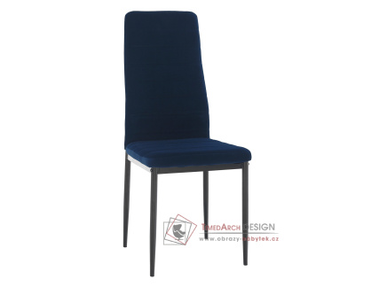 COLETA NOVA, jídelní židle, černá / látka velvet modrá
