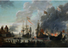 VL69 Jan van Leyden - Hořící anglické lodě během útoku na Medway, 20. června 1667