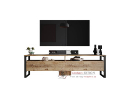 PANK, televizní stolek 2-dveřový, černá / borovice