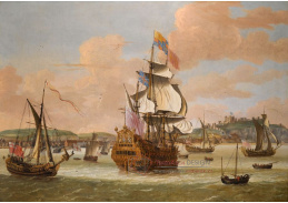 VL214 Jacob Knijff - Charles II a James, vévoda z Yorku na palubě lodí Triumph, se třemi královskými jachtami v Doveru
