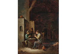 A-8546 David Teniers - Interiér hospody s mladými muži hrajícími karty