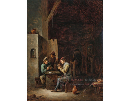 A-8546 David Teniers - Interiér hospody s mladými muži hrajícími karty