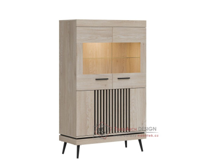 MATI MI06, vtrína 4-dveřová, dub cremona / černá
