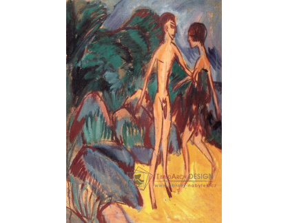 VELK 45 Ernst Ludwig Kirchner - Nahý chlapec a dívka na pláži
