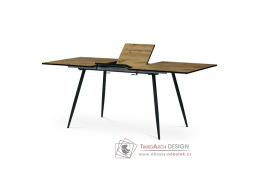 HT-921 OAK, jídelní stůl rozkládací 140+40x80cm, černý lak / dub divoký