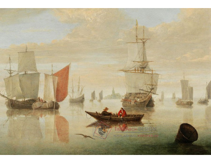 DDSO-1336 Willem van Diest - Plachetnice a rybářské lodě na klidném moři u pobřeží