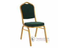 ZINA 3 NEW, jídelní židle, zlatá / látka zelený vzor