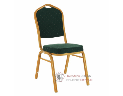 ZINA 3 NEW, jídelní židle, zlatá / látka zelený vzor