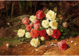 A-1366 Neznámý autor - Červené a bílé růže