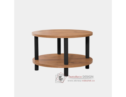 ROBY, konferenční stolek pr. 70cm, černá / borovice Atlantic