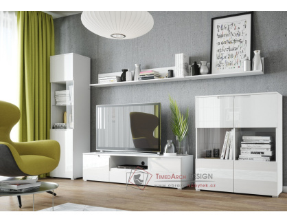 SELENE, obývací sestava nábytku, bílá / bílý lesk