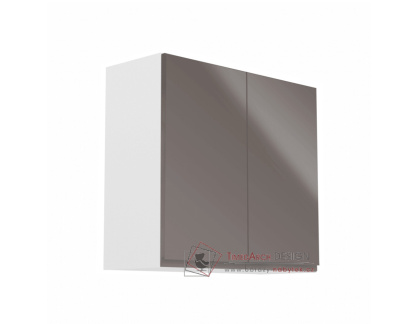 AURORA, horní kuchyňská skříňka G80, bílá / šedý lesk