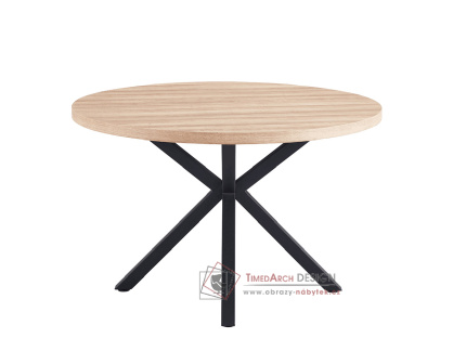 MEDOR, jídelní stůl pr. 120cm, černá / dub sonoma
