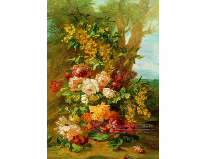 A-5766 Joseph-Auguste Dupasquier - Bohaté květinové zátiší s růžemi