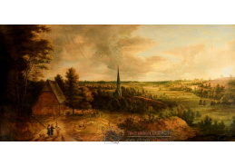 A-6195 Lucas van Uden - Panoramatická krajina s pastýři a rolníky