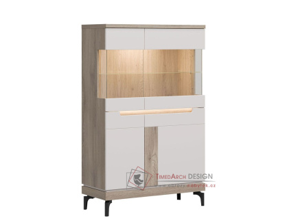 ASTON AN04, vitrína 4-dveřová, dub cremona / kašmír