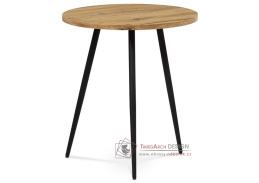 AF-3005 OAK, přístavný stolek pr. 40cm, černý lak / dub divoký