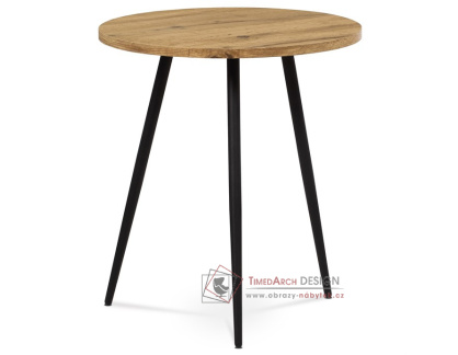 AF-3005 OAK, přístavný stolek pr. 40cm, černý lak / dub divoký